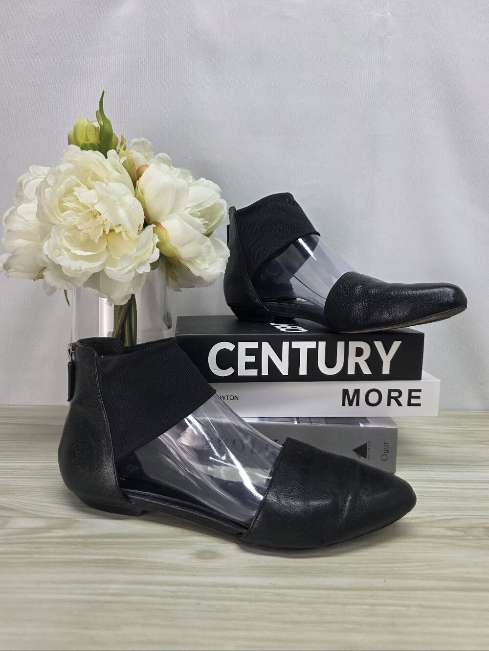 Eileen Fisher Black D'Orsay Ankle-Cuff Flats